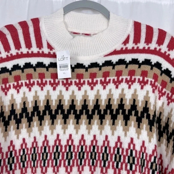 Loft Women’s XL Fair Isle Mock Neck Tunic Sweater NEW - Picture 5 of 5